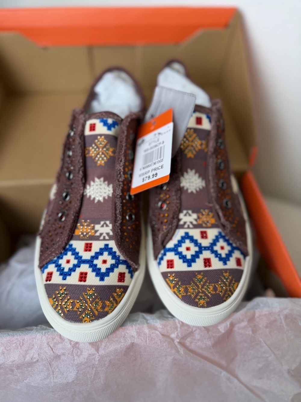 Montana West Brown Embelished Rhinestone Slip-On Sneakers NIB - Picture 6 of 9